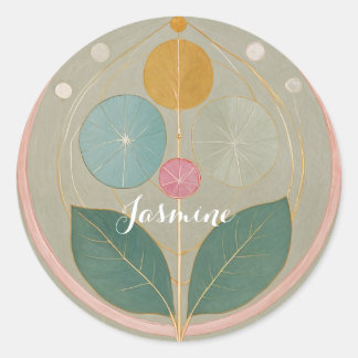 Delikate Whimsy: Abstrakte Pastel-Blume Runder Aufkleber
