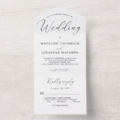 Delikate White Black Minimal Calligrafy Wedding All In One Einladung (Innen Boden)