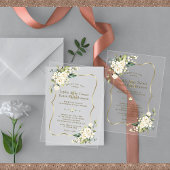Delikate White Blume Gold Wedding Acryleinladungen