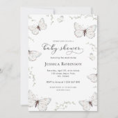 Delikate White Butterfly Garden Girl Baby Dusche Einladung (Vorderseite)
