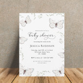 Delikate White Butterfly Garden Girl Baby Dusche Einladung