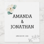 Delikate White Magnolia Blume Hochzeit Weinetikett (Einzelnes Label)