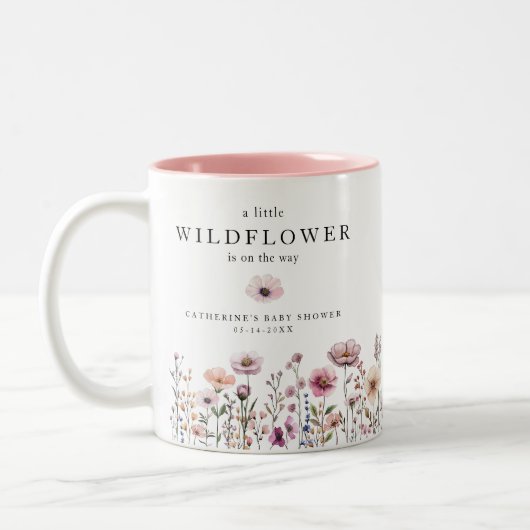 Delikate Wildblume Baby Dusche Tasse - Dusty Pink (Links)