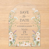 Delikate Wildblume BlumenWedding Save the Date Acryleinladungen (Vorderseite)