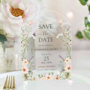 Delikate Wildblume BlumenWedding Save the Date Acryleinladungen