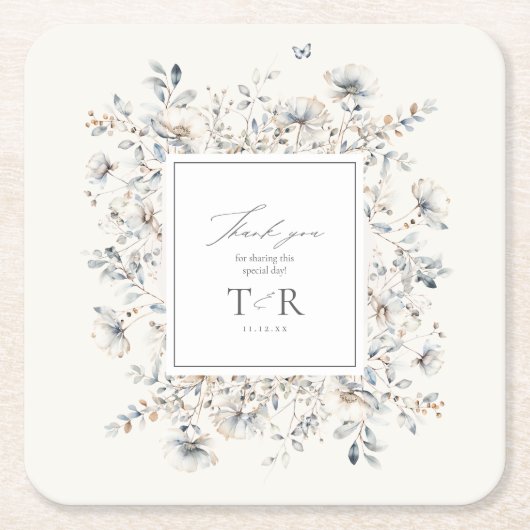 Delikate Wildblume Border Danke, ID1102 Rechteckiger Pappuntersetzer (Vorderseite)