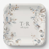 Delikate Wildblume Border Wedding ID1102 Pappteller (Vorderseite)