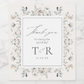 Delikate Wildblume Border Wedding ID1102 Weinetikett (Einzelnes Label)