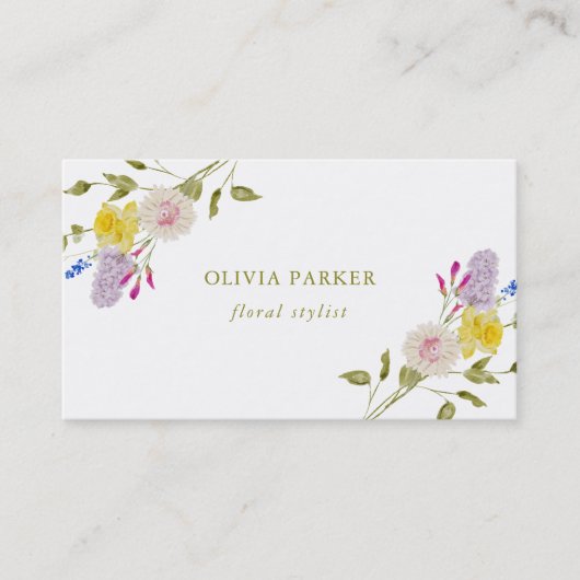 Delikate Wildblume Bouquet Visitenkarte (Vorderseite)