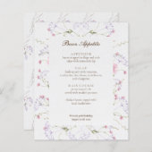 Delikate Wildblume Calligrafy Cream Event Menu (Vorne/Hinten)