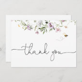 Delikate Wildblume Danke Karte (Vorne/Hinten)