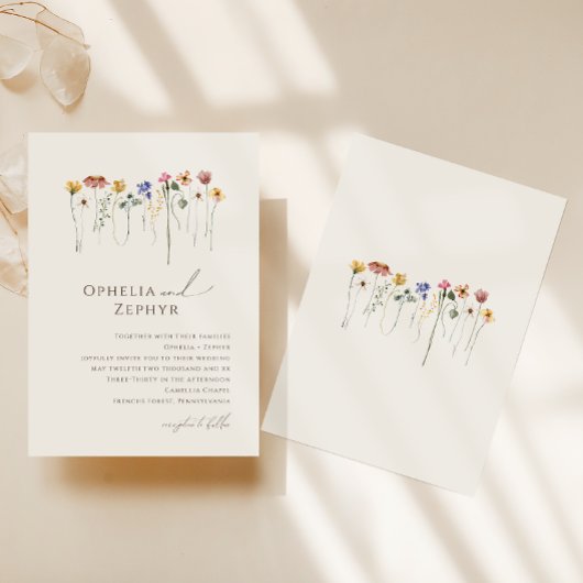 Delikate Wildblume | Einladung von Beige zur Hochz