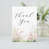 Delikate Wildblume Hochzeit Dankeskarte (Stehend Vorderseite)