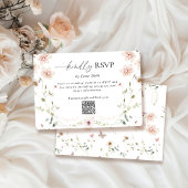 Delikate Wildblume Hochzeit QR-Code RSVP Karte