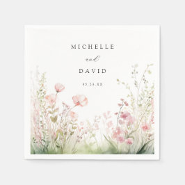 Delikate Wildblume Hochzeit Serviette