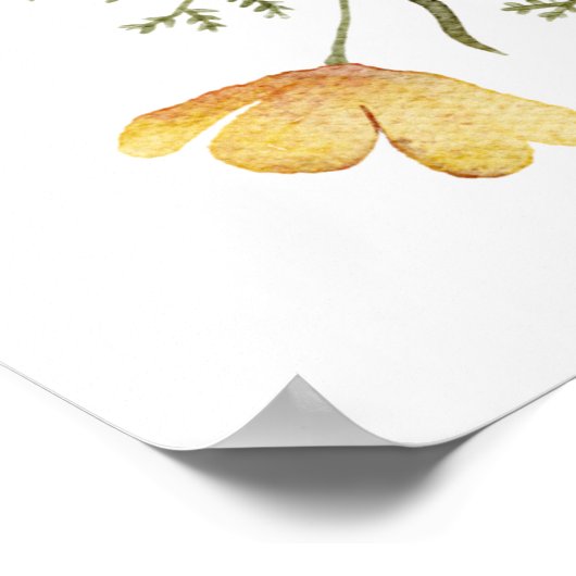 Delikate Wildblume Hochzeit Willkommen Poster (Ecke)