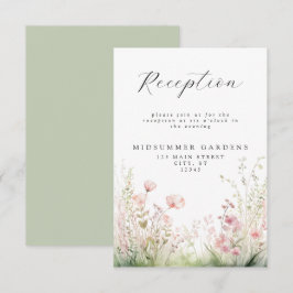 Delikate Wildblume Hochzeitsempfang Begleitkarte