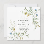 Delikate Wildblume Moderne Boho Wedding Einladung (Vorderseite)