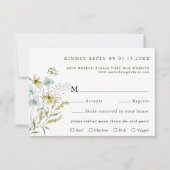 Delikate Wildblume Moderne Boho Wedding RSVP Karte (Vorderseite)