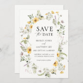 Delikate Wildblume Save the Date Einladung (Vorne/Hinten)