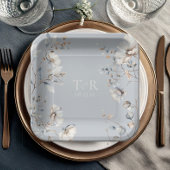 Delikate Wildblume Watercolor Wedding Blue ID1102 Pappteller