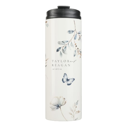 Delikate Wildblume Watercolor Wedding ID1102 Thermosbecher (Vorderseite)