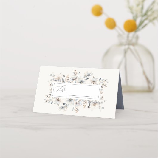 Delikate Wildblume Wedding Floral Wreath ID1102 Platzkarte (Vorderseite)