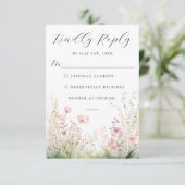 Delikate Wildblume Wedding RSVP Card Karte (Stehend Vorderseite)
