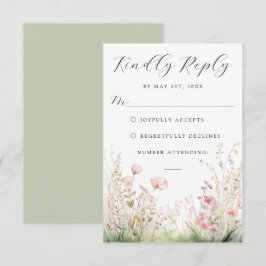 Delikate Wildblume Wedding RSVP Card Karte