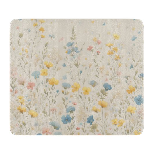 Delikate Wildblume Wiesen Kunst Schneidebrett (Vorderseite)