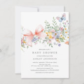 Delikate Wildblumen Babydusche Einladung (Vorderseite)