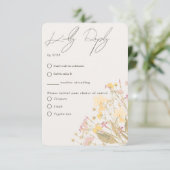 Delikate Wildblumen Blassfarben Speisen RSVP Karte (Stehend Vorderseite)