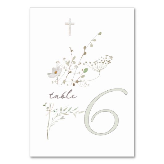 Delikate Wildblumen Bouquet Taufe 6 Tischnummer (Rückseite)