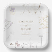 delikate Wildblumen Hochzeit Pappteller (Vorderseite)