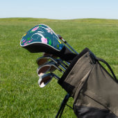 Delikate Wildblumen in dunkelblau. Custom Golf Headcover (In SItu)