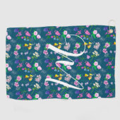 Delikate Wildblumen in dunkelblau. Custom Golfhandtuch (Horizontal)