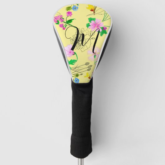 Delikate Wildblumen in hellgelb. Custom. Golf Headcover (Vorderseite)