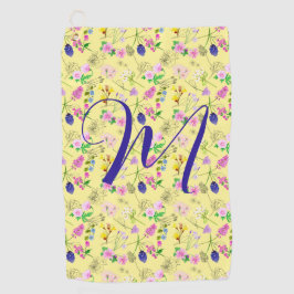 Delikate Wildblumen in hellgelb. Custom. Golfhandtuch