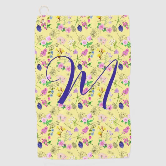 Delikate Wildblumen in hellgelb. Custom. Golfhandtuch (Vorderseite)