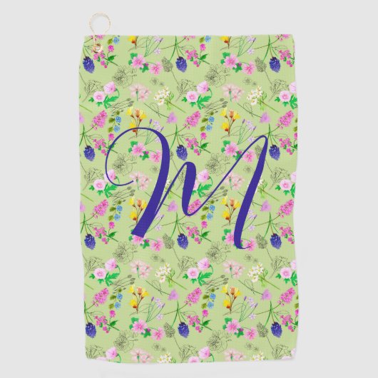 Delikate Wildblumen in hellgrün. Custom. Golfhandtuch (Vorderseite)