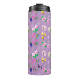 Delikate Wildblumen in Lila. Custom. Thermosbecher