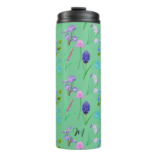 Delikate Wildblumen in Minzgrün. Custom. Thermosbecher