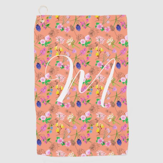 Delikate Wildblumen in Orange. Custom. Golfhandtuch (Vorderseite)