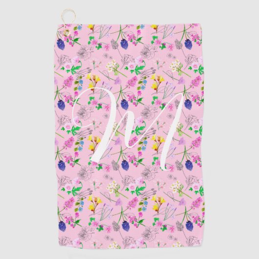 Delikate Wildblumen in Rosa. Custom Golfhandtuch (Vorderseite)