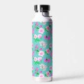 Delikate Wildblumen in Türkis. Custom. Trinkflasche (Links)