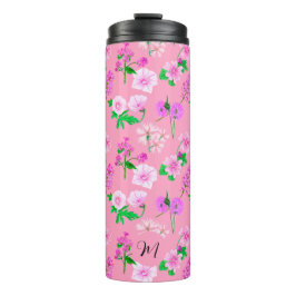 Delikate Wildblumen in weichem Rosa. Custom. Thermosbecher