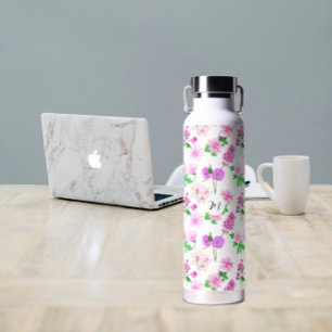 Delikate Wildblumen in Weiß. Custom. Trinkflasche