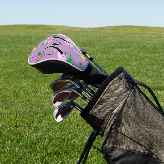 Delikate Wildblumen lila. Custom Golf Headcover (In SItu)