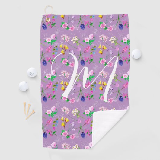 Delikate Wildblumen lila. Custom Golfhandtuch (Insitu)