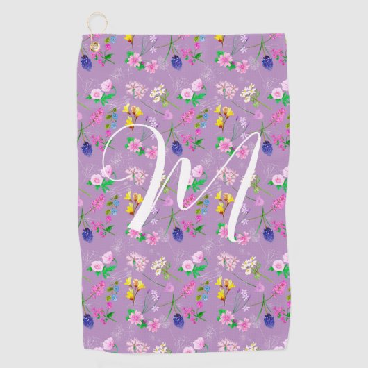 Delikate Wildblumen lila. Custom Golfhandtuch (Vorderseite)